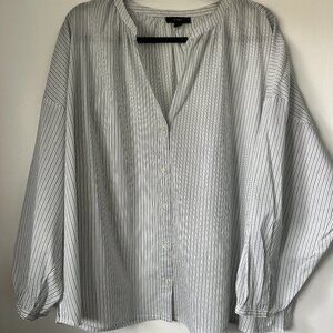 J.Crew Stiped Cotton Poplin Popover Top  size 2x